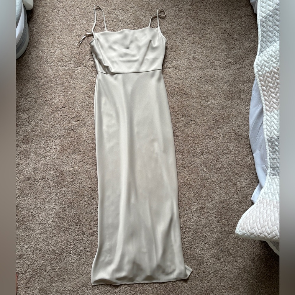BHLDN-Cali satin charmeuse midi dress-Champagne